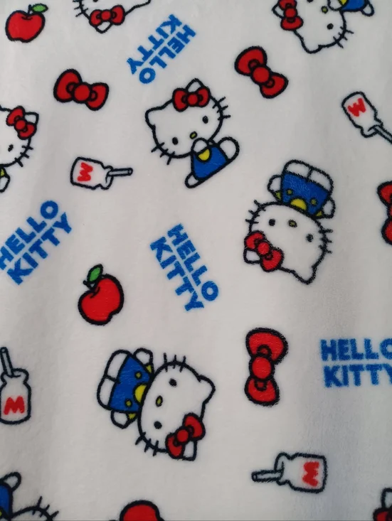 Hello Kitty Throw Blanket White Blue Apple Milk Print 38x56 Soft Fleece Sanrio - Picture 2 of 3